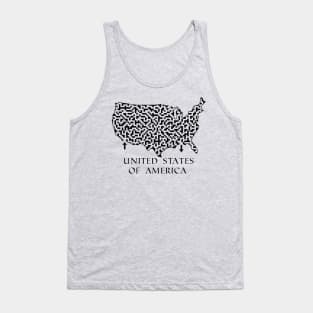 United States of America Shaped Maze & Labyrinth Tank Top